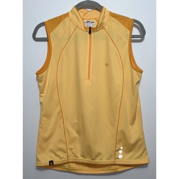 Pearl Izumi Cycling Jersey Womens Large Yellow Orange Tank 1/4 Zip Polyester - Picture 1 of 6